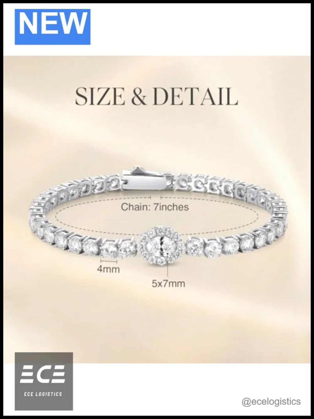 Sterling Silver Oval Halo CZ Tennis Bracelet Women's Fine Jewelry 7